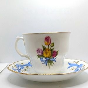Vintage Arklow Bone China Cup and Saucer February Crocus set